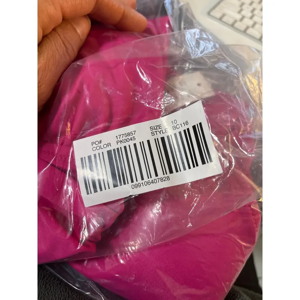 NWT J. Crew One Piece Swimsuit, Ruched Deep V-neck, Hot Pink, Sz 10 - Picture 6 of 6